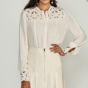 Ellie Makir Guipure Blouse in Cream